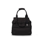 JUST FRED Companion Tote luxury dog carrier in black with vegan leather base and shaped top flap