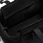 Black Just Fred x Fem World by Ally Lindsay Weekend Tote dog pet carrier viewed from above to show zip opening and soft chin rest, on a white background