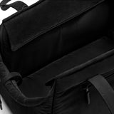 Black Just Fred x Fem World by Ally Lindsay Weekend Tote dog pet carrier viewed from above to show zip opening and soft chin rest, on a white background